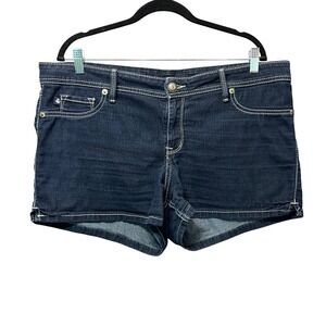 Source‎ of Wisdom Denim Shorts Womens 20 Dark Wash White Stitching Casual